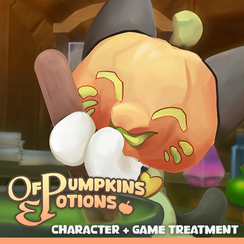 Of Pumpkins & Potions Summer 2024 Character + Game Treatment Maya, Substance, Unity, Photoshop Solo Project